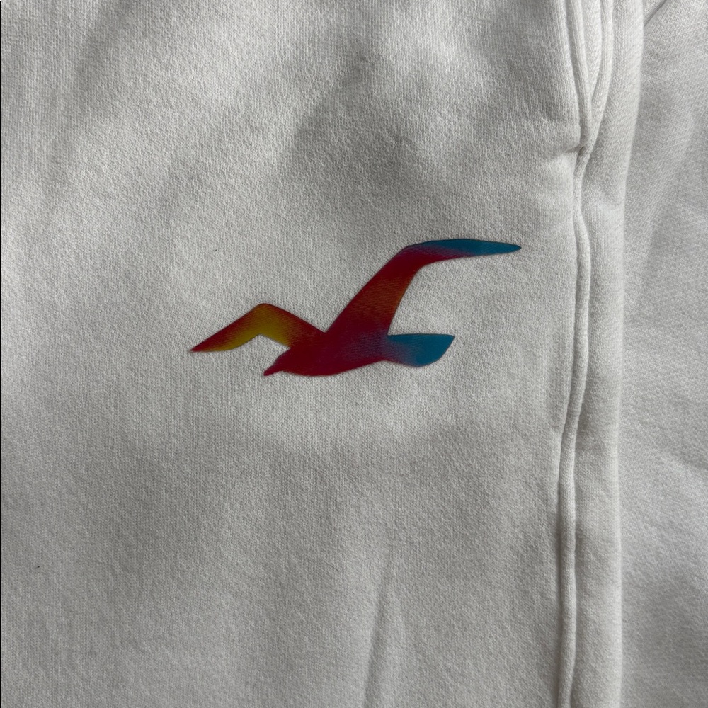 Hollister White Sweatpants with Multicolor Logo - Picture 4 of 8